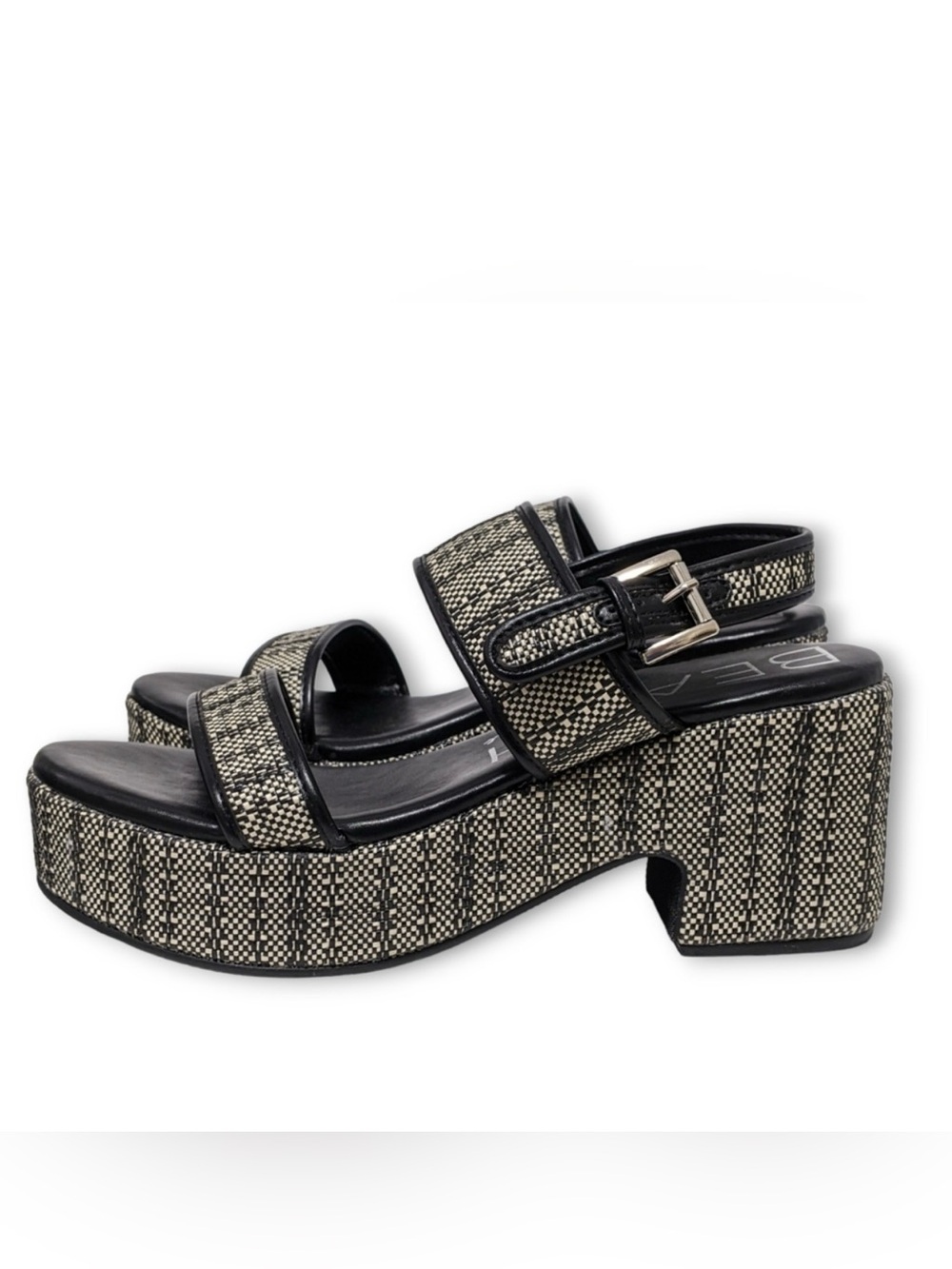 Matisse Black and Beige Woven Platform Sandals